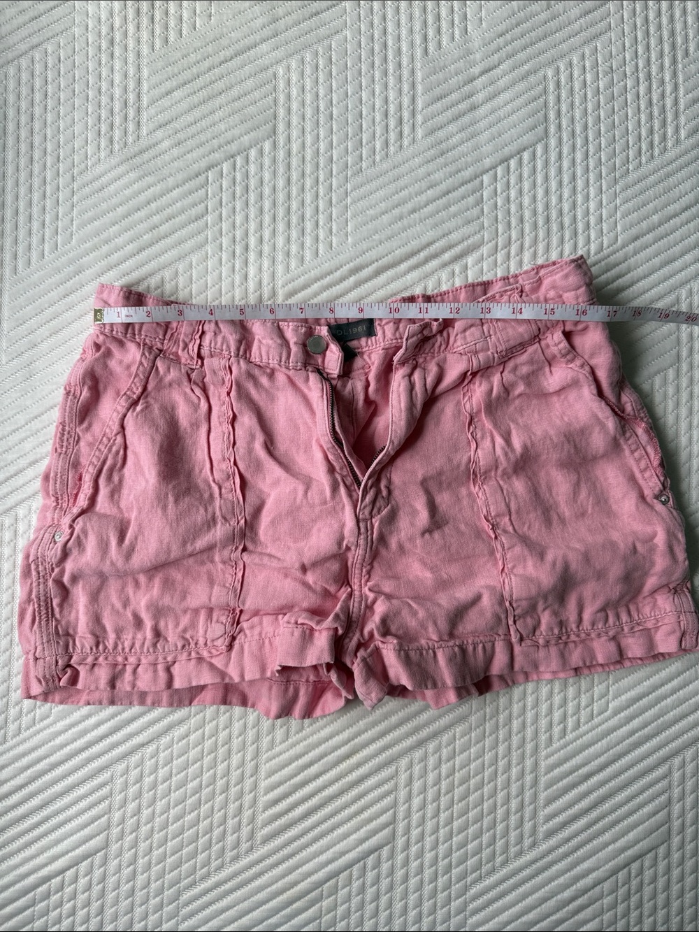 DL1961 Pink Linen-Blend Casual Shorts